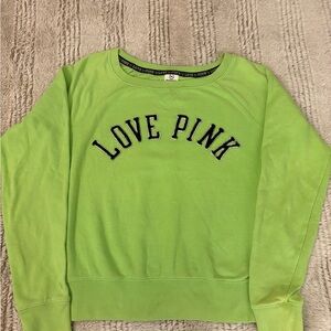 PINK Victoria's Secret Lime Green Crew Neck Sweater
